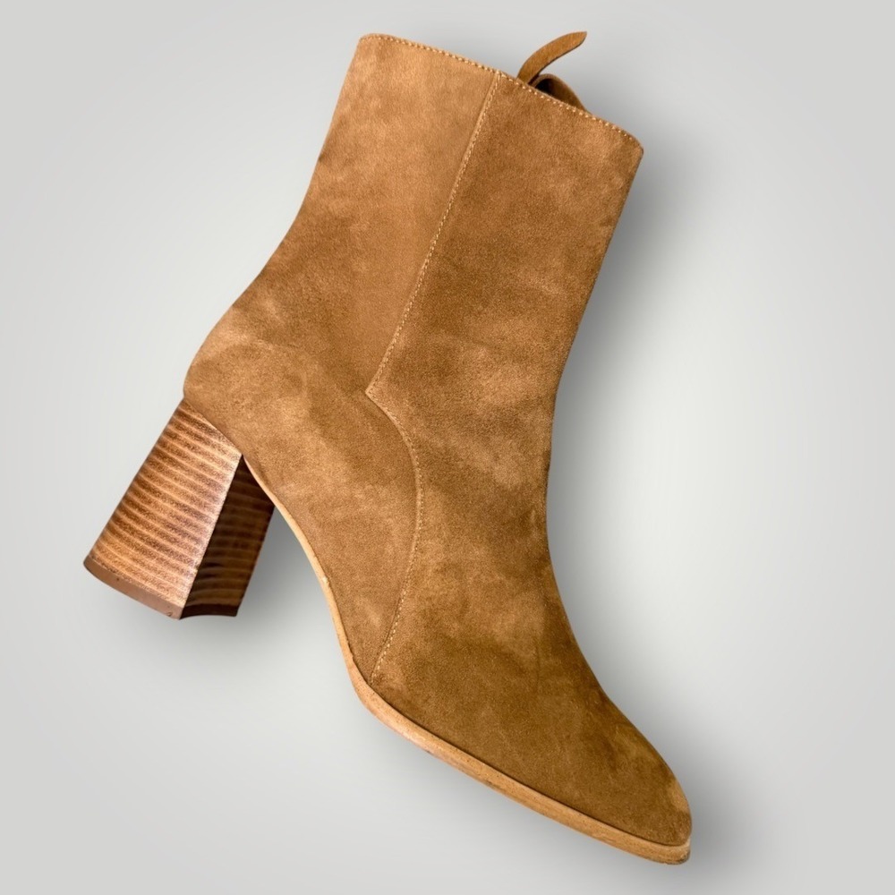Boden Tan Suede Block Heel Ankle Boots A1804TAN Size 39